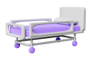 3d patient bed empty isolated. 3d render illustration png