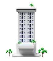 grå skyskrapa byggnad ikon med simning slå samman isolerat. 3d framställa illustration png