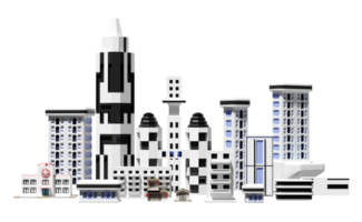 grey skyscraper building icon isolated. 3d render illustration png