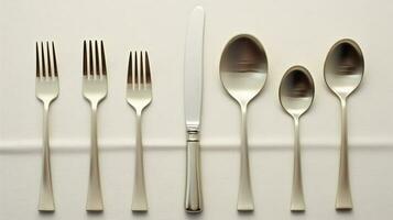 a silverware set with a knife, fork and spoon AI Generative photo
