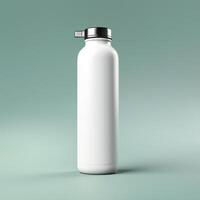 white reusable water bottle high detail high AI Generative photo