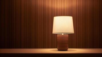 A lamp with a black shade that says the lamp photo