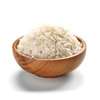 Rice in bowl on white background. photo
