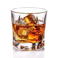Glass of whiskey on white background. photo