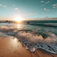 Oceano ola y playa. generativo ai foto