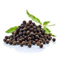 Black pepper on white background. photo