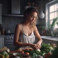 Woman in kitchen. photo