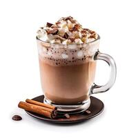 Hot chocolate on white background. photo