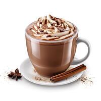 Hot chocolate on white background. photo