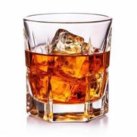 Glass of whiskey on white background. photo