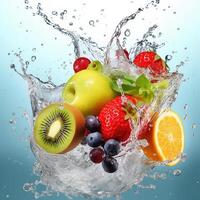 Fresh fruits in water splash. photo