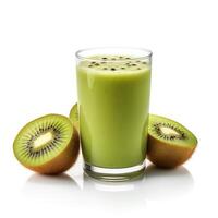 Kiwi juice on white background. photo
