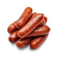 Sausages on white background. photo