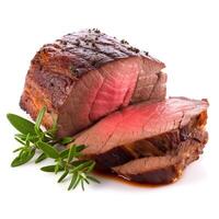 Roast beef on white background. photo