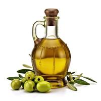 Olives oil on white background. Generative AI photo