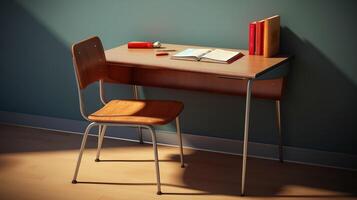 a desk with a pencil holder and pencils on it AI Generative photo