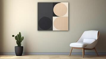 a black and white abstract painting on a wall AI Generative photo