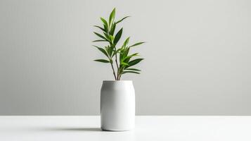 un blanco florero con un planta en eso ai generativo foto