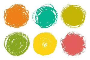 Colorful chalk hand drawn spots on white background vector