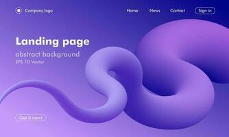 Landing page with Abstract futuristic gradient background with violet dynamic wave on gradient background vector