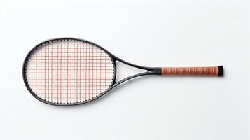 a tennis racket with a red and black handle photo