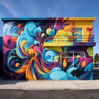 a colorful mural on a building photo