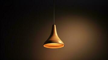 a wooden pendant light hanging from the ceiling AI Generative photo