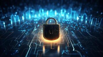 security concept with padlock on digital background photo