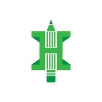 Letter H pencil logo design template inspiration, vector illustration.