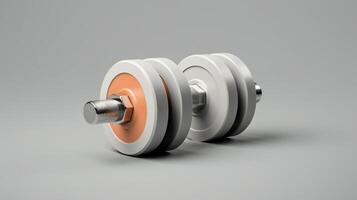 two orange and black dumbbells on a gray background AI Generative photo