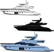 Yacht trip vector line art illustration with color.