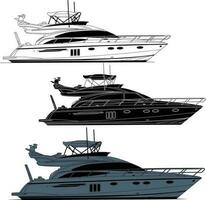 Yacht trip vector line art illustration with color.