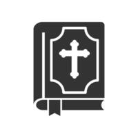Vector illustration of Christian religious books icon in dark color and white background