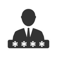 Vector illustration of employee password icon in dark color and white background
