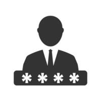 Vector illustration of employee password icon in dark color and white background