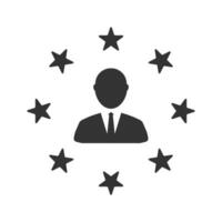 Vector illustration of stars employee icon in dark color and white background