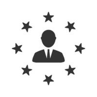 Vector illustration of stars employee icon in dark color and white background