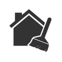 Vector illustration of cleaning the house icon in dark color and white background