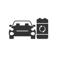 Vector illustration of car battery icon in dark color and white background
