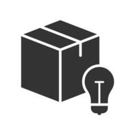 Vector illustration of packaging ideas icon in dark color and white background