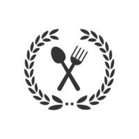 Vector illustration of restaurant logo icon in dark color and white background