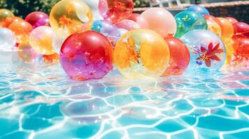 Refreshing summer pool party with crystal clear water photo