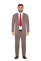 Elegant young man in business suit. Flat sytle illustration of a handsome successful businessman. vector