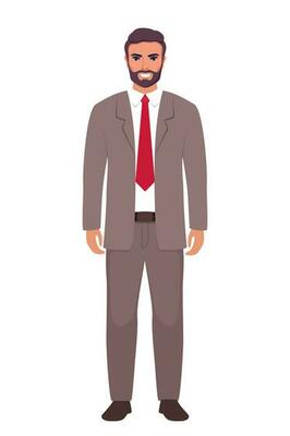 Elegant young man in business suit. Flat sytle illustration of a handsome successful businessman.
