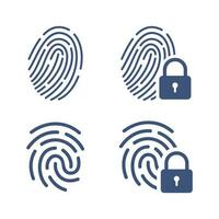 Fingerprint loop icon with lock sign. Concept of personal data protection. App security. Flat vector illustration.