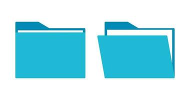 Open folder and close folder. Folders with documents. Blue Folder icons. Vector illustration.