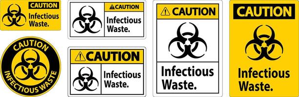 Caution Label Infectious Waste Sign vector