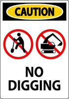 Caution Sign, No Digging Sign vector