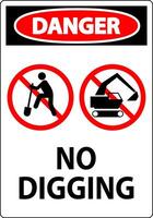 Danger Sign, No Digging Sign vector