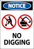 Notice Sign, No Digging Sign vector